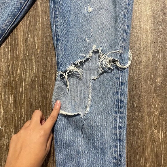 Women's Light Blue Distressed Jeans - Picture 7 of 8